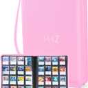 16-Pocket Card Binder - Card Binder Hold 832 Cards with Durable PU Leather & Side Loading for Baseball, Sport, MTG, TCG, PKM, Game Cards, Regular Cards Binder Double Sided Pocket Collector Album(Pink)