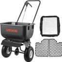 VEVOR Push Lawn Spreader 80 lbs Capacity Walk-Behind Broadcast Spreader | for Garden Care, 12 ft Spreading Width & 15 Adjustable Settings, 10 in All-Terrain Tires for Seed Fertilizer, Salt Ice Melt