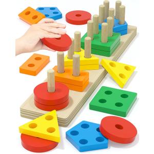 Yetonamr Montessori Toys for 1 2 3 Years Old Boys Girls Birthday Gifts, Wooden Sensory Toys for Ages 2-4 Toddlers Kids Baby, Toddler Learning Toy Activities Puzzles Ages 1-3, Medium, Small