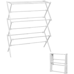 3-Tier Metal Folding Clothes Drying Rack, Laundry Drying Rack Clothing | Collapsible Dryer Racks for Laundry | Indoor & Outdoor, White