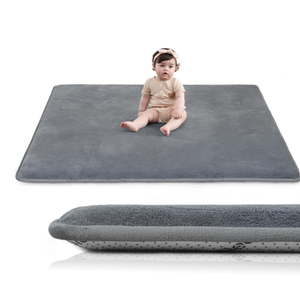 Huloo Sleep Baby Play Mat for Floor,1.3" Thick Elasti-Foam 50"×50" Playpen Mat for Tummy Time,Non-Toxic Certified Water Repellent Soft Coral Velvet for Toddler,Infant,Kids,Non-Slip Backing Safe for Crawling(Dark Grey)