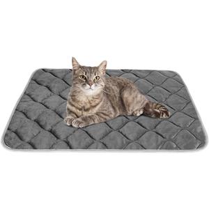 ULIGOTA Self-Warming Cat Bed Self Heating Cat Mat Thermal Pet Bed Mat Self-Warming Dog Crate Pad 20"x16" (Grey)