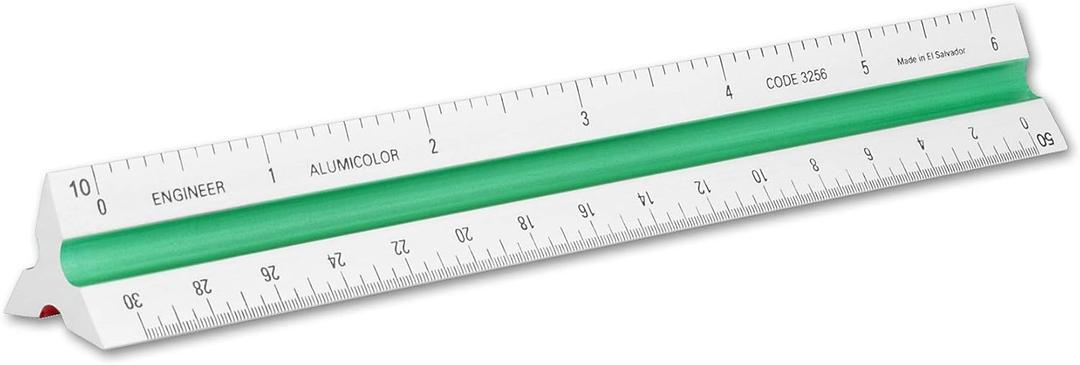 2 x Alumicolor Aluminum Engineer Color-Coded Solid Drafting Scale, 6IN, Silver