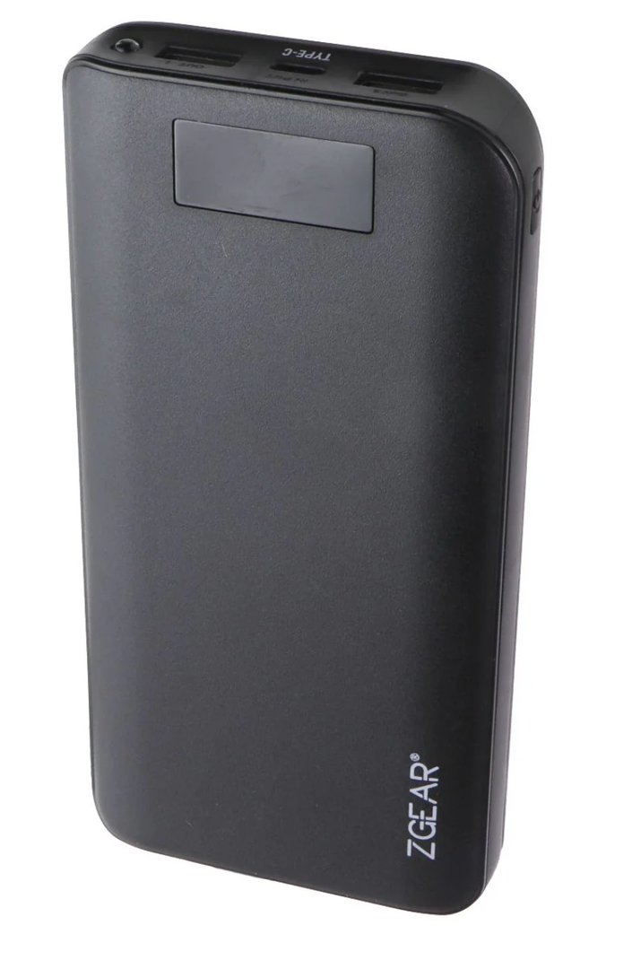 ZGEAR 20,000mAh High Capacity USB & USB-C Power Bank with LCD Display - Black