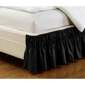 Fancy Collection Queen-King Easy Fit Bed Ruffle wrap Around Elastic Bed Skirt with 17" Drop New Easy Install Solid Black New