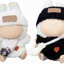Clothes Outfits for 17cm Doll 6 Piece Set Crochet Hat Sweater Backpack Camera Cute Clothes Accessories Suit No Doll (White,Black)