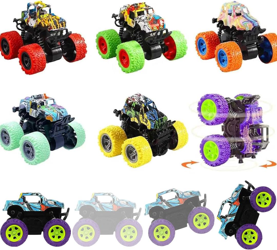 6 Pack Mini Monster Trucks Toys for Boys Girls Aged 3 and Above, Pull Back Truck Push and Go Friction Powered Car Toys Monster Truck Party Favors Birthday Decorations Classroom Prizes for Kids