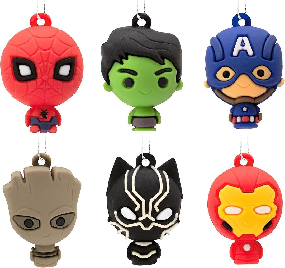 Hallmark Marvel Super Heroes Mini Christmas Ornaments, Shatterproof, Set of 6