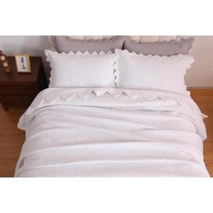 Embroidered King Cotton Quilt Bedding Set with Pillow Shams, Lightweight Quilts King Size, Soft Bedspreads Bed Coverlets for All Seasons,White, 106" x98