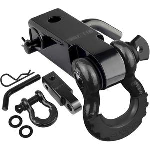 AUTOBOTS Tow Hitch Receiver 2", 45,000 Lbs Break Strength Shackle Hitch Receiver with 5/8" Hitch Pin, 3/4 D Ring Shackle, Towing Accessories for Truck Trailer Recovery Off-Road Black&Black