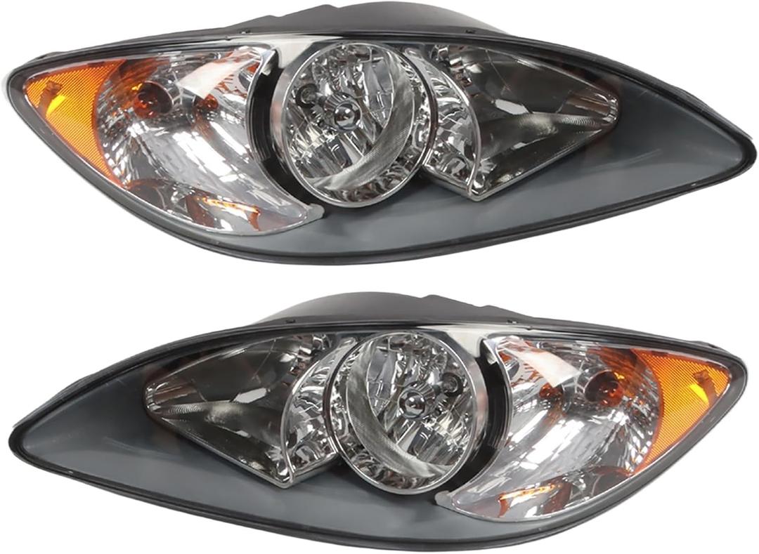 Halogen Headlight Assembly Compatible with Prostar 2008 2009 2010 2011 2012 2013 2014 2015 2016 Gray Driver Passenger Side Front Headlamps Replace 3596015C93 3596016C93