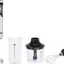Amazon Basics 500 Watt Multi-Speed Immersion Hand Blender with Attachments, Corded, Silver