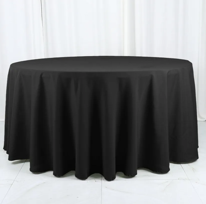 Balsa Circle Balsa Circle2 pcs 120 inch White Round Tablecloths Fabric Table Cover Linens for Wedding Party Polyester Reception Banquet Events Kitchen Dining Black