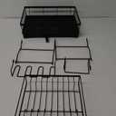 Dish Drying Rack - Stainless Steel Dish Rack for Kitchen Counter, Large-Capacity Dish Drainer with Cutlery Holder, Kitchen Organizer for Dishes, Spoons and Forks, Black