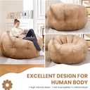 Cozy Faux Fur Floor Chair, Pre-Filled Memory Foam Bean Bag for Teens and Petite Adults, Compact Accent Seating for Reading Nook and Bedroom Decor, Khaki, Large