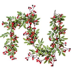 Artiflr Red Berry Christmas Garland with Pine Cone Garland Artificail Berry Garland Indoor Outdoor Garden Gate Home Decoration for Winter Holiday New Year Decor