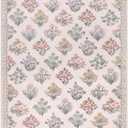 Wonnitar 8x10 Washable Rug, Pink Rugs for Girls Bedroom Decor, Boho Ultra-Thin Non Slip Soft Moroccan Floral Large Carpet for Living Room Baby Nursery Kids Playroom, Pale Pink