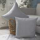 CARRIE HOME Blue White Farmhouse Striped Pillow Covers 18x18 Set of 2 Navy Blue Farmhouse Decor Pillows for Sofa Bedroom Chair and Christmas Decoration