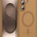 Compatible with Samsung Galaxy S25 FE,Compatible with MagSafe Transparent Clear Design Frame Matte Phone Case Shockproof Protective Cover for Women Girls Brown