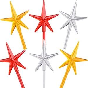 WILLBOND 6 Pieces Star Ceramic Christmas Tree Lights Replacement Plastic Light Star Tree Ornament Christmas Replacement Bulbs Decorations Accessories(Red, Gold, White)