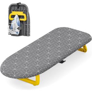 Small Ironing Board Tabletop, Foldable mini Ironing Board, Table top Ironing Boards Small, Compact Portable Ironing Boards with Iron Holder & Hanging Rope, Iron Table Stand 32x12, Gray