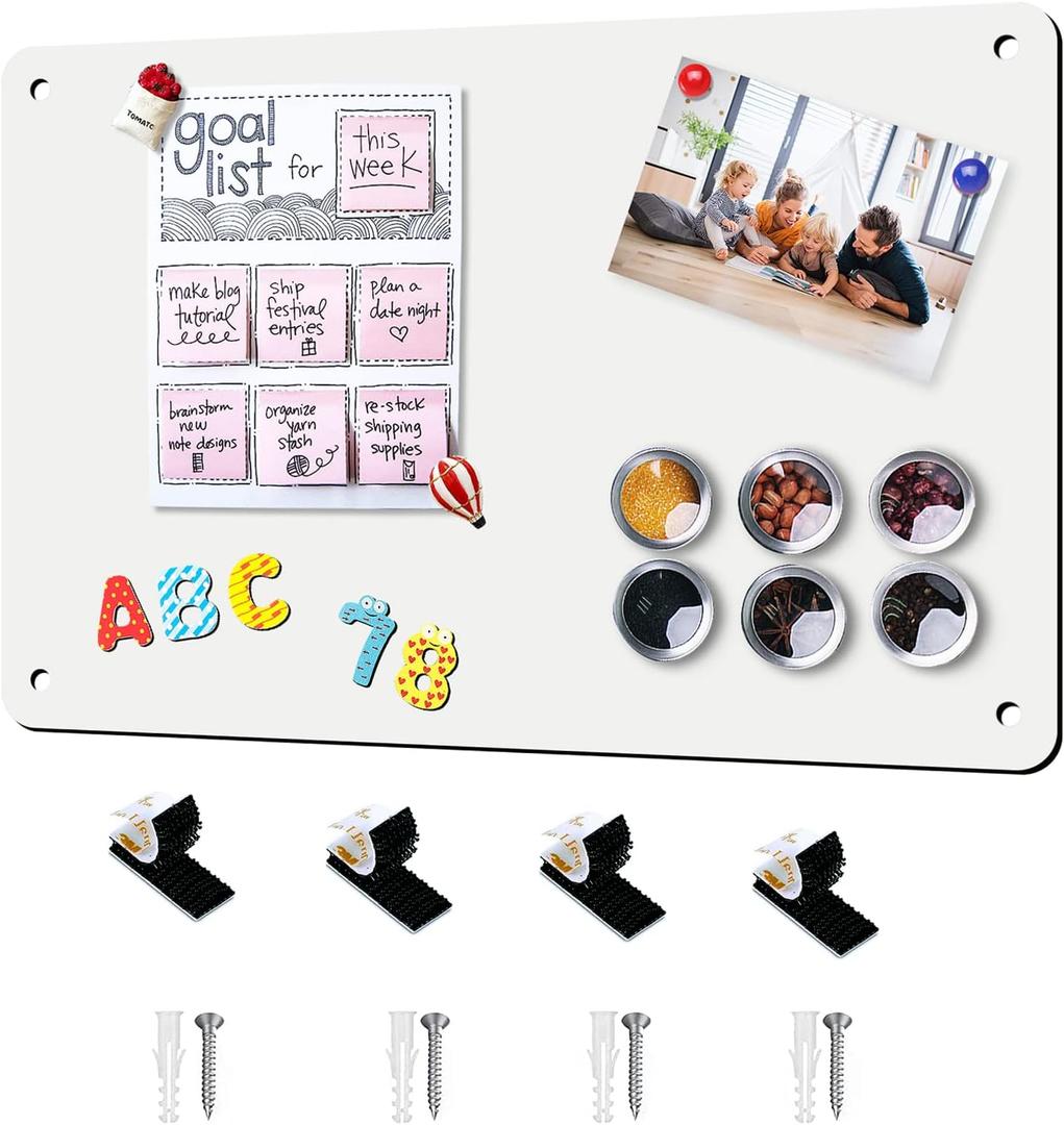 Magnetic Board 17.5" x 11.4" Magnet Bulletin Board is Suitable for displaying Notes, Photos,Magnetic Letters,Suitable for Walls, refrigerators, cabinets, etc