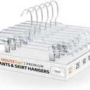 HOUSE DAY 12 Pack 14 inch Clear Plastic Skirt Hangers with Adjustable Clips, Pants Hangers 360-Rotating Swivel Hook, Clip Hangers for Pants, Trousers, Skirts, Jeans, Bulk Plastic Hangers