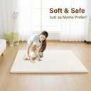 Baby Play Mat for Floor,1.3" Thick Soft Foam Playpen Mat with Removable Washable Cover,Waterproof & Anti-Slip 50" x 50" Nursery Rug for Tummy Time,Kids Crawling Mat for Toddlers Infant, Beige