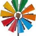 Stargarden Wind Spinners Outdoor, 13.4 Inch Kinetic Pinwheels, Colorful Metal Garden Spinners Double Windmill for Yard, Lawn, Patio