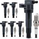 UF546 Ignition Coil & 4503 Double Iridium Spark Plug For 2010-2019 Hyundai Santa Fe XL Genesis Coupe Azera/Kia Sorento Sedona K900 V6 3.3L 3.5L 3.8L Replaces# 273013C000 GN10560