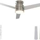 warmiplanet Flush Mount Ceiling Fan with Lights Remote Control, 52-Inch, Double-sided Fan Blade, Brushed Nickel/Wood, 3-Blades, 2 Sets