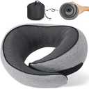 NOCRLG Travel Pillow, Travel Neck Pillow for Airplanes Car, 100% Pure Memory Foam Travel Pillow, Sleeping Essentials for Long Flight 360° Head Support Degree Comfort and Breathability (Grey)