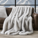 Luxury Faux Fur Throw Blanket, Soft Fluffy Faux Mink Blankets for Bed, Couch, Sofa, Thick Cozy Plush Warm Fur Throws with Reversible Velvet, Frosted White Wolf, 50"x60"