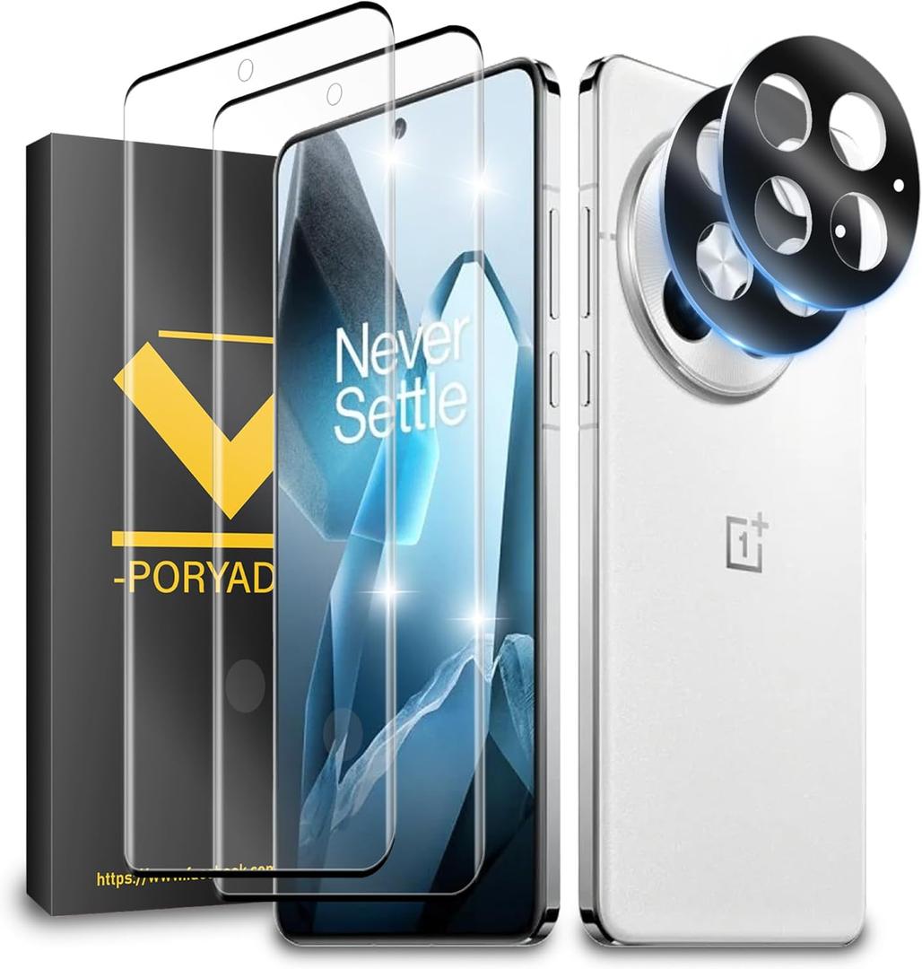 HOMEMO [2+2 Pack for OnePlus 13 Screen Protector, Camera Lens Protector, Bubble-Free, Fingerprint Compatible, Anti-Scratch, Case Friendly