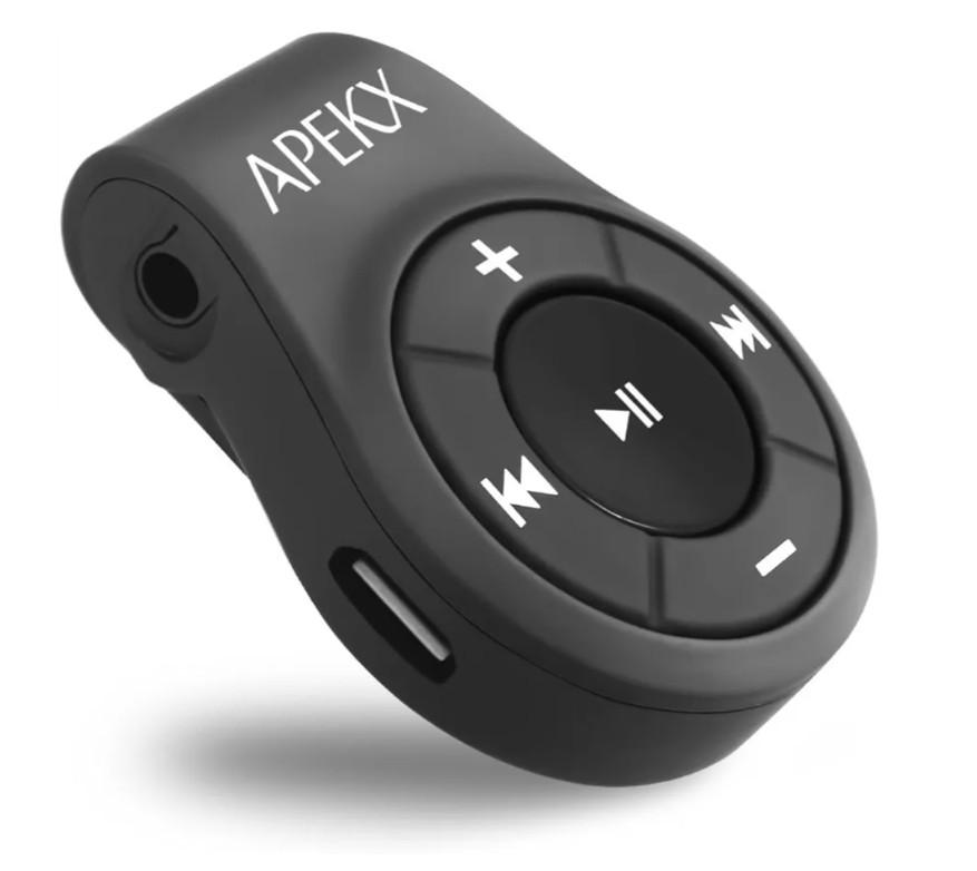 APEKX Clip Bluetooth Audio Adapter for Headphones, Headset, Speaker, Wireless Receiver with MIC for Hands-Released Call and Music
