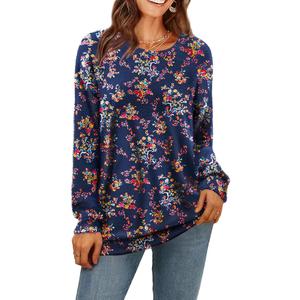 YESNO Women Christmas Sweater Graphic Printed Oversized Pullover Sweaters Casual Loose Knit Tops S01, L, Floral