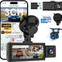 3 Channel Dash Cam Front Inside Rear, Uber Dash Cam for Cars, 2.5K Front + 1080P Cabin & Rear, 5GHz WiFi App Control, 24H Parking Mode, IR Night Vision, G-Sensor, Loop Recording, 64GB Included
