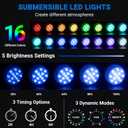 LOFTEK Submersible LED Lights with Remote, 13 LED Pool Lights for Inground Above Ground Pool with Magnets &Suction Cups,16 Color Changing Underwater Light for Pond Battery Operated, 12 Pack