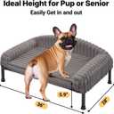Veehoo Elevated Dog Bed with Bolster Cushion, Fluffy Plush Dog Couch Beds for Small Dogs, Cats, Washable Raised Pet Cot with Non-Slip Feet for Indoor or Patios Use, 36 x 28 Inches, Grey