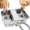 YUEPET 3 Gallon Auto Dog Water Bowl Dispenser Outside Automatic Water Dispenser for Large Dogs Stainless Steel Auto-Fill Dog Waterer Feeder with Float Valve for Pets Indoor Outdoor Use