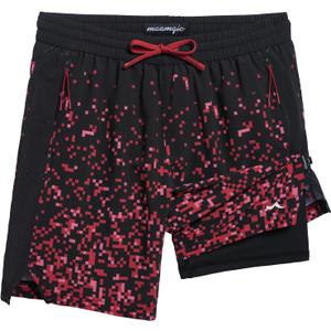 maamgic Boys Athletic Shorts with Liner Youth 2 in 1 Active Running Basketball Shorts (Black) Size 8
