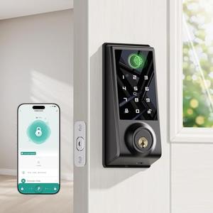 Smart Door Lock Deadbolt Lock, Keyless Entry Door Lock, Fingerprint and Code Access, App Control, Touchscreen Keypad Deadbolts, Auto Lock