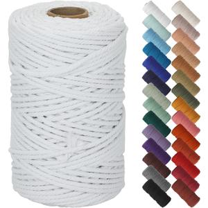 NOANTA White Macrame Cord 5mm x 109yards, Colored Macrame Rope Cotton Rope Macrame Yarn, Colorful Cotton Craft Cord for Wall Hanging, Plant Hangers, Crafts, Knitting
