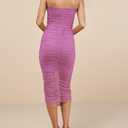 Mesh Maternity Dress Long Semi Formal Wedding Guest Dress Ruched Sexy Strapless Tube Bodycon Baby Shower Dresses Pregnancy Clothes Summer Casual (Purple XL) (XL)