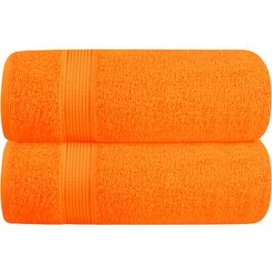 Belizzi Home Cotton 2 Pack Oversized Bath Towel Set 28x55 inches, Large Bath Towels, Ultra Absorbant Compact Quickdry & Lightweight Towel, Ideal for Gym Travel Camp Pool - Orange