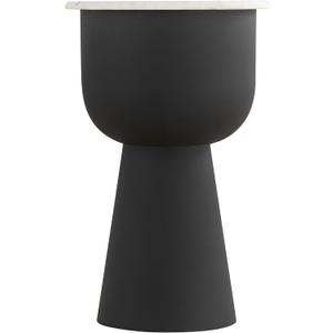 NILA Black Side Table with White Marble Top  14 Round End Table  Modern Accent Table for Living Room, Bedroom, Bedside Storage  Elegant Small Space Furniture