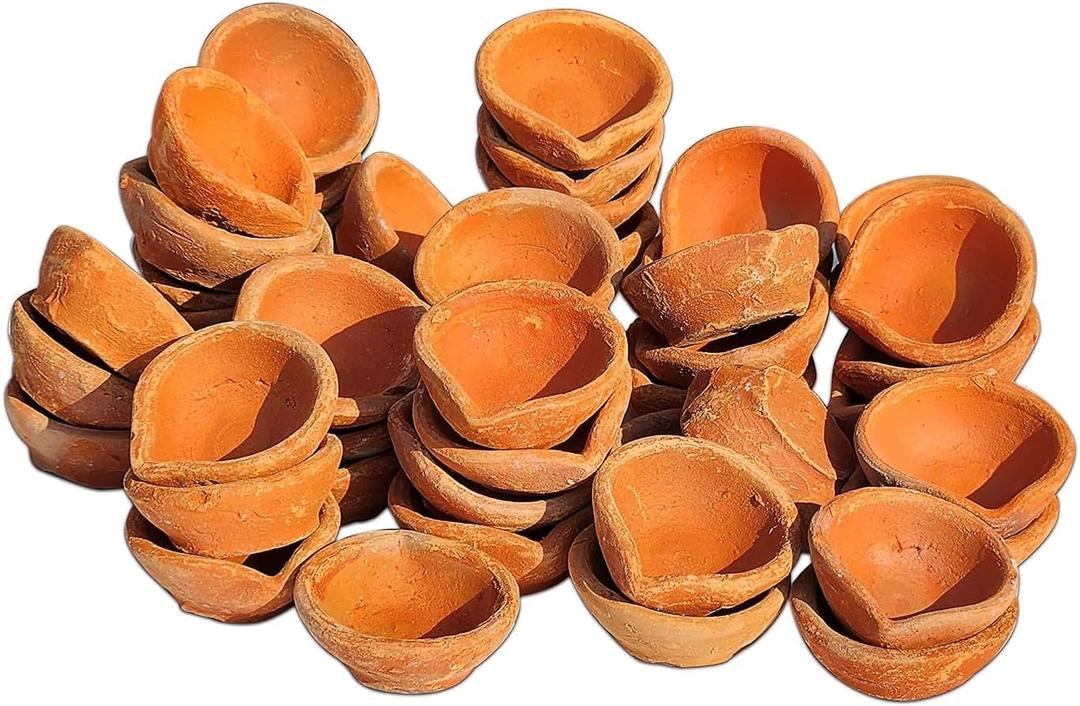 Clay Diwali Ke Diye Earthen Clay Diya Mitti Ka Diva Diyas for Pooja (Set of 51)