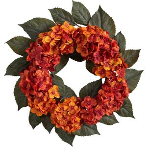 Nearly Natural 20in. Autumn Hydrangea Artificial Wreath