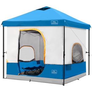 KAMPKEEPER 6 Person Camping Tent, 10x10 Pop Up Canopy Tent with Camping Inner Tent, Converts 10'x10' Straight Leg Canopy into Camping TentFully Vented Roof(Canopy & Frame Included) (Light Blue)