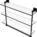 Allied Brass MT-5-22TB-BKM Montero Collection 22 Inch Triple Tiered Glass Integrated Towel bar Shelf, Matte Black